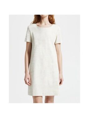 Theory Linen Panel Shift Dress Sharkskin Crunch Cream Large